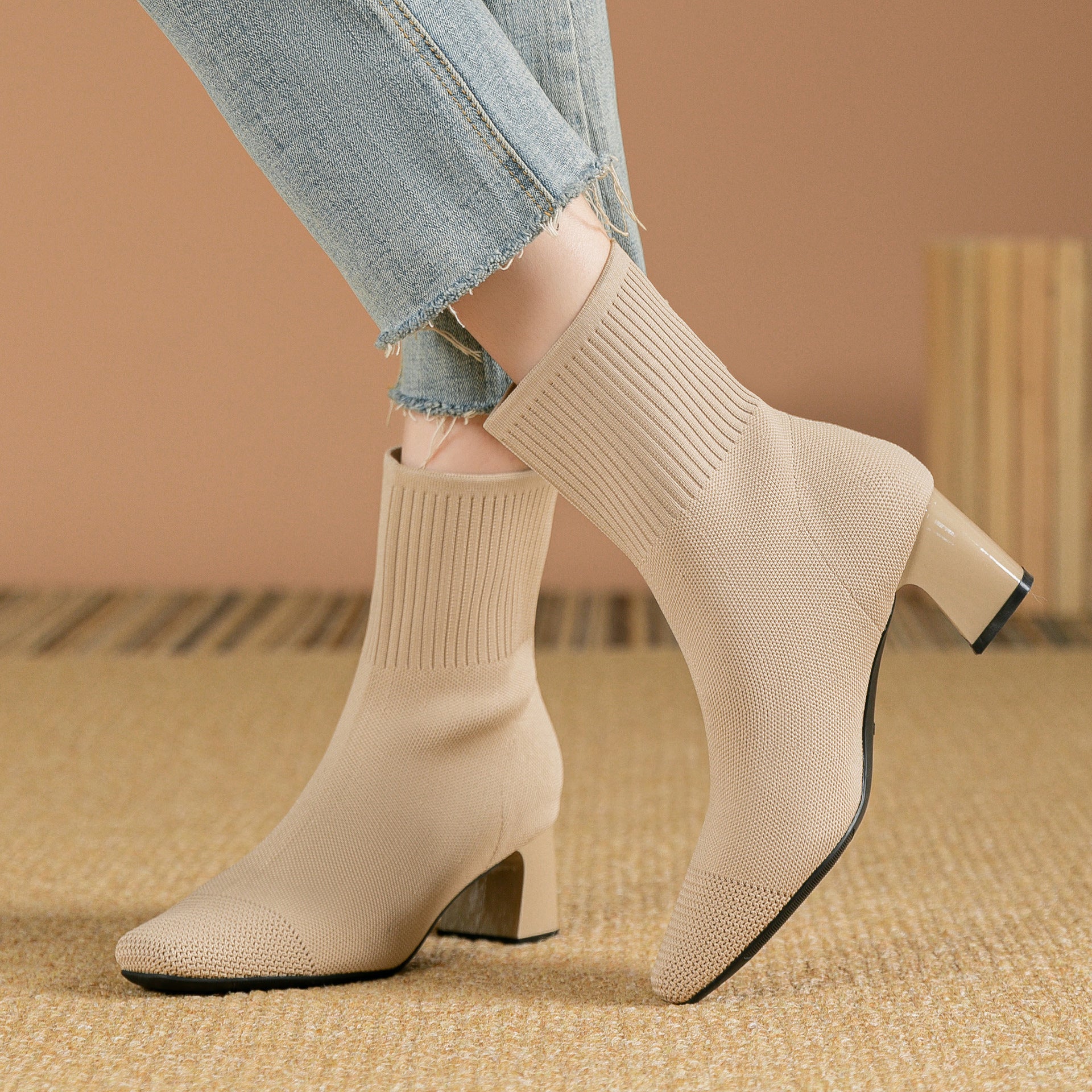 Bottes Collier Élastiquées - Talon Bloc et Silhouette Fine