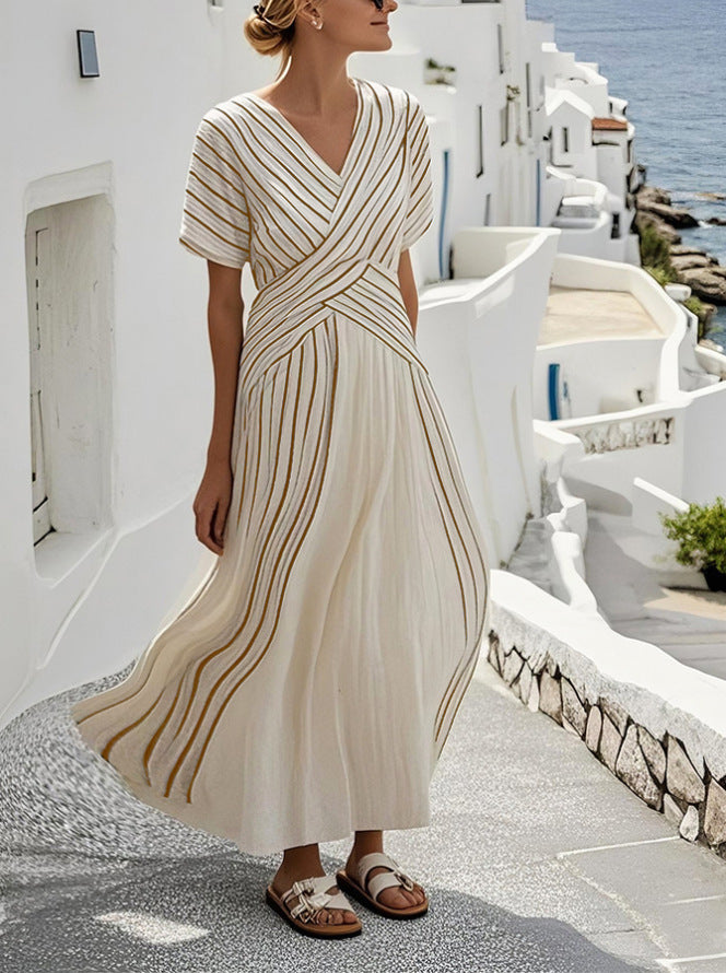 Women's Large Loose Striped Print Dress