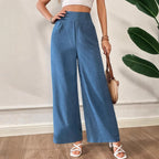 Women's Solid Color High Waist Slimming Wide Leg Pants
