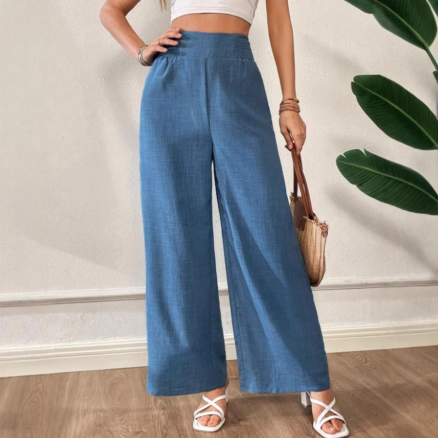 Women's Solid Color High Waist Slimming Wide Leg Pants