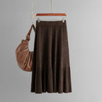 All-match High Waist Slimming Pleated Skirt Mid-length Women