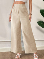 Women's Solid Color High Waist Slimming Wide Leg Pants