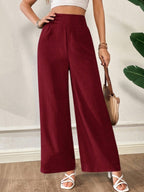 Women's Solid Color High Waist Slimming Wide Leg Pants