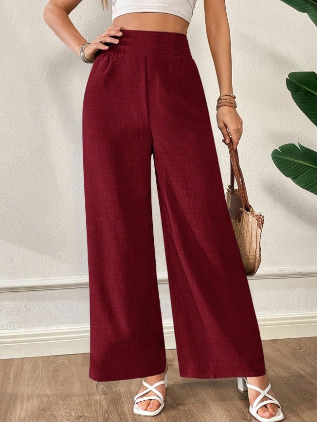 Women's Solid Color High Waist Slimming Wide Leg Pants