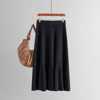 All-match High Waist Slimming Pleated Skirt Mid-length Women