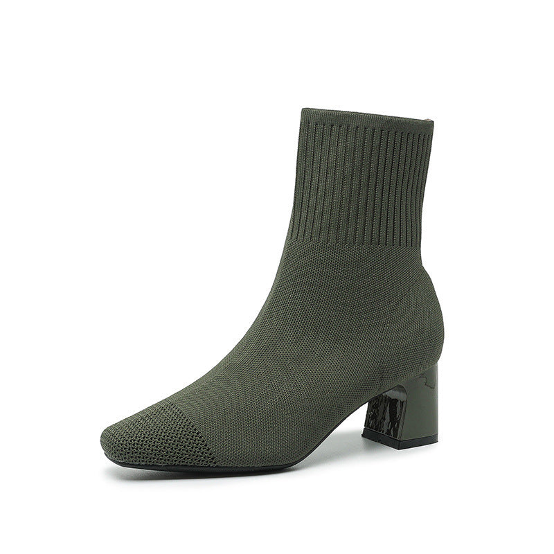 Bottes Collier Élastiquées - Talon Bloc et Silhouette Fine