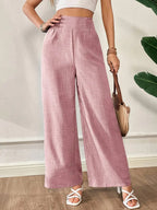 Women's Solid Color High Waist Slimming Wide Leg Pants