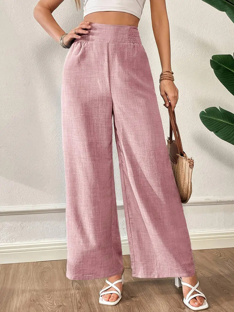 Women's Solid Color High Waist Slimming Wide Leg Pants