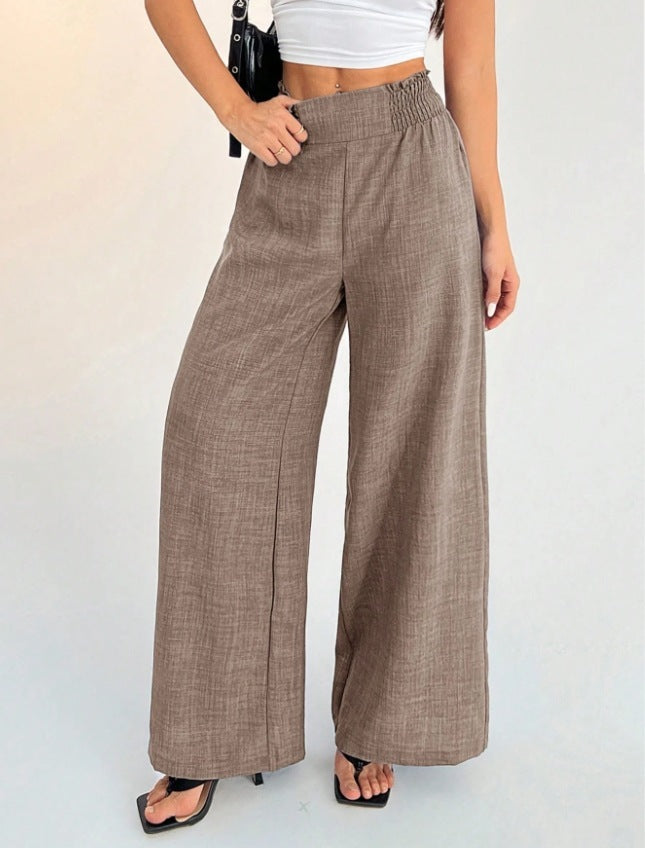Women's Solid Color High Waist Slimming Wide Leg Pants