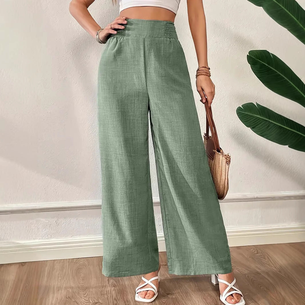 Women's Solid Color High Waist Slimming Wide Leg Pants