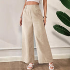 Women's Solid Color High Waist Slimming Wide Leg Pants