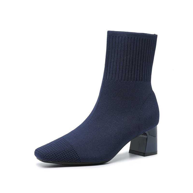 Bottes Collier Élastiquées - Talon Bloc et Silhouette Fine