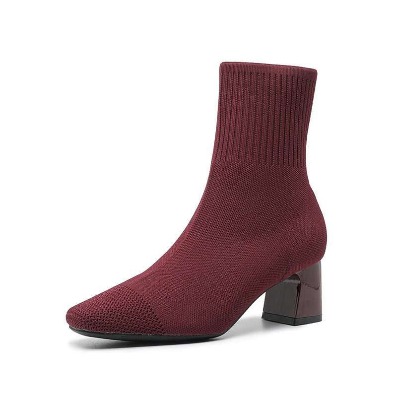 Bottes Collier Élastiquées - Talon Bloc et Silhouette Fine