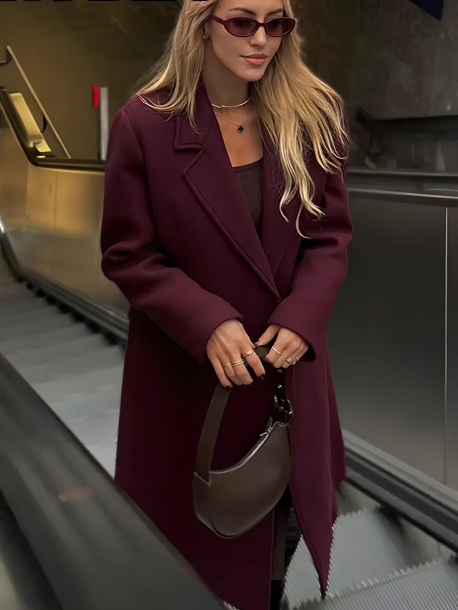 Manteau Long Bordeaux Élégance Parisienne