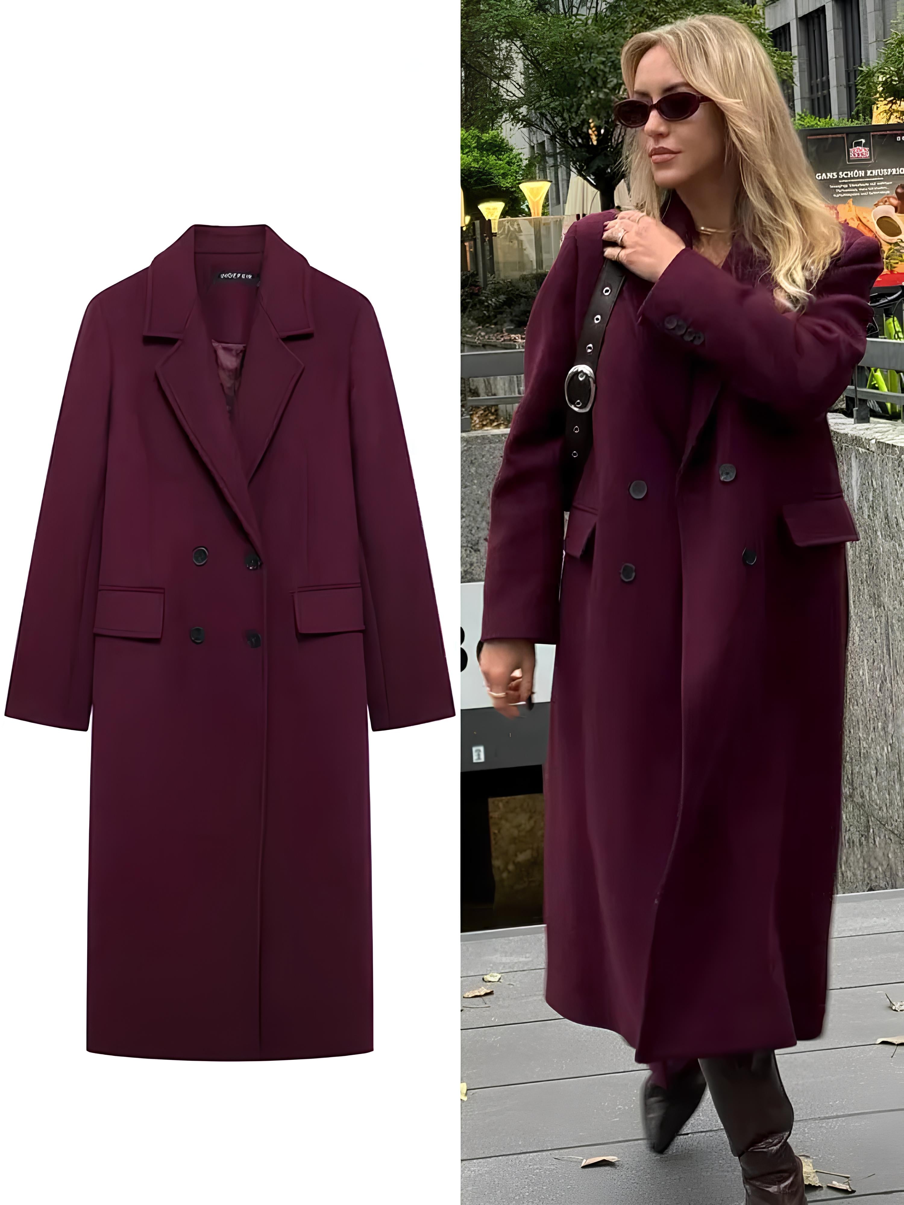 Manteau Long Bordeaux Élégance Parisienne