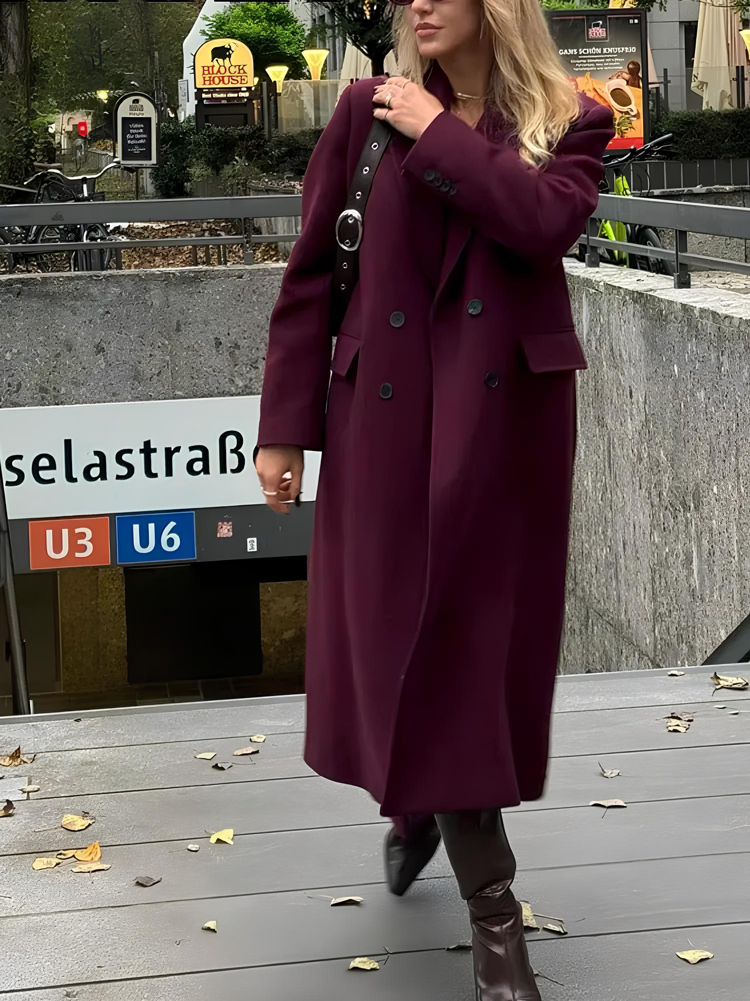 Manteau Long Bordeaux Élégance Parisienne