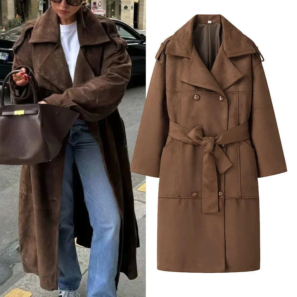 Manteau Camille - L'Audace Sensuelle en Velours et Suède