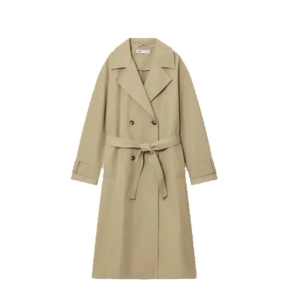 Trench Coat Long Classique Femme Élégant