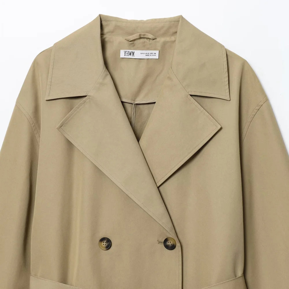Trench Coat Long Classique Femme Élégant