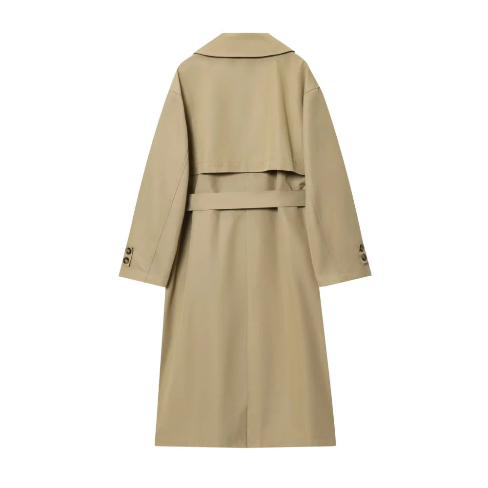Trench Coat Long Classique Femme Élégant