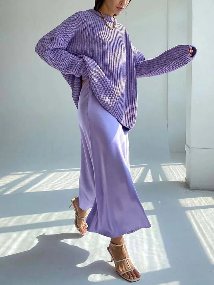 Women's Satin Skirt High Waist Elegant Midi A-line Skirt Lady's Summer Solid Champagne Vintage Silk Long Skirts for Women 2025