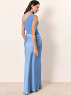 Robe de Soirée JULISSA MO - Une Épaule en Satin Patchwork