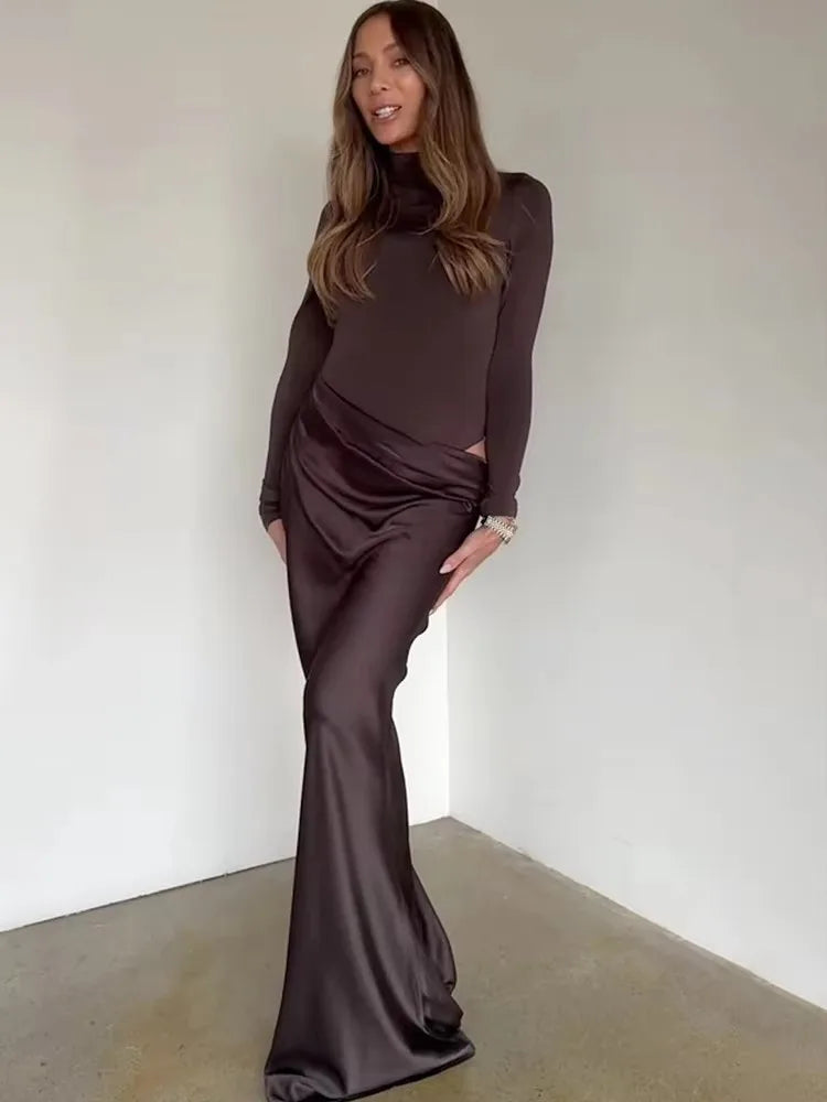 Robe de Soirée JULISSA MO - Une Épaule en Satin Patchwork
