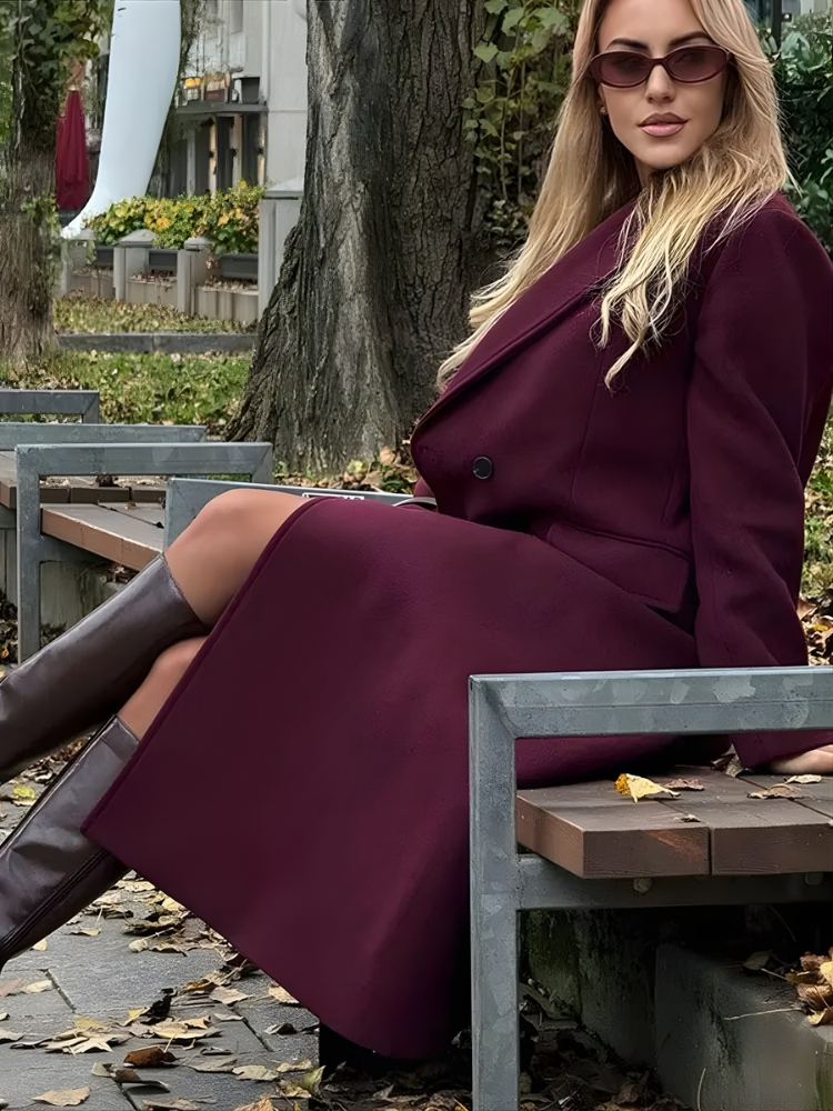 Manteau Long Bordeaux Élégance Parisienne
