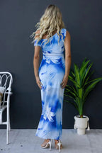 Robe Asymétrique Imprimé Bleu