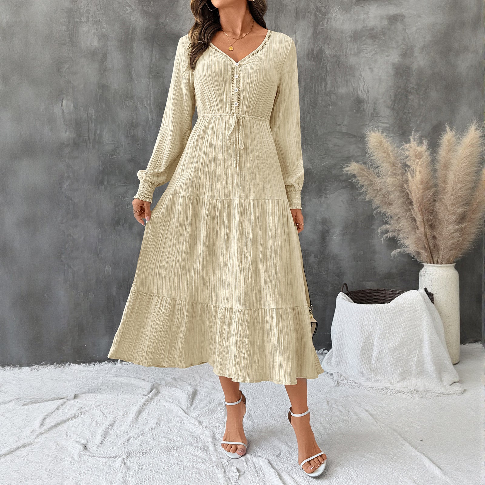 Robe Longue Bohème Beige