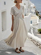 Women's Large Loose Striped Print Dress