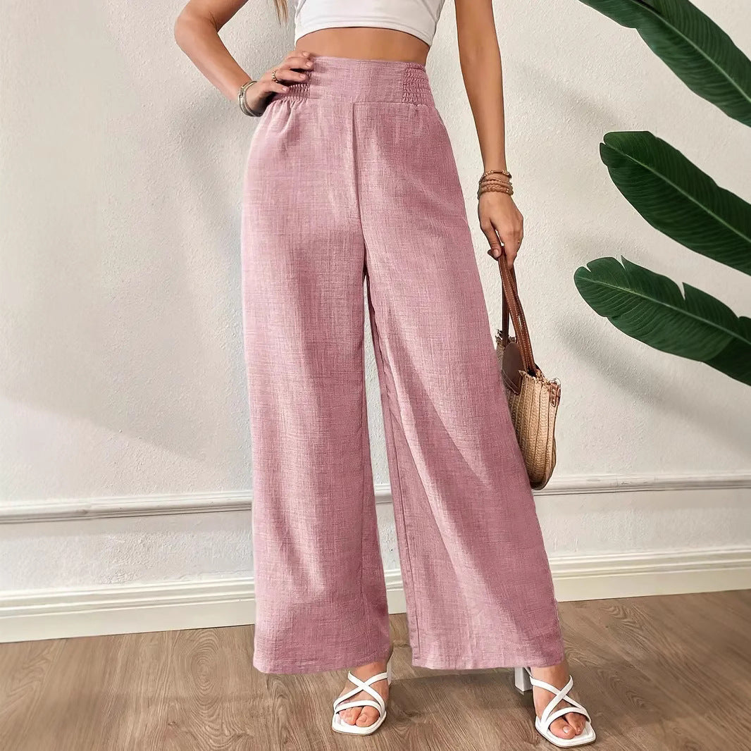Women's Solid Color High Waist Slimming Wide Leg Pants