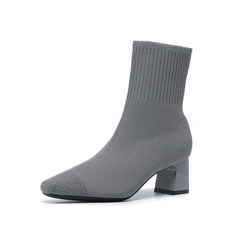 Bottes Collier Élastiquées - Talon Bloc et Silhouette Fine