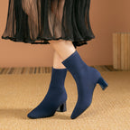 Bottes Collier Élastiquées - Talon Bloc et Silhouette Fine