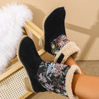 Bottes Hiver Brodées Style Ethnique - Plateforme Confort et Doublure Coton Chaud