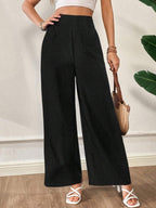 Women's Solid Color High Waist Slimming Wide Leg Pants